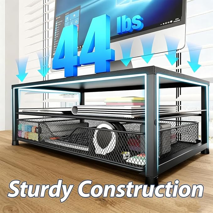 Desk Organizer and Accessories, 2-Tier Computer Monitor Stand Riser - Image 6