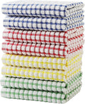 Oeleky Cotton Kitchen Towels 8 Pack, 15x26 Checkered Dish Towels by OELEKY