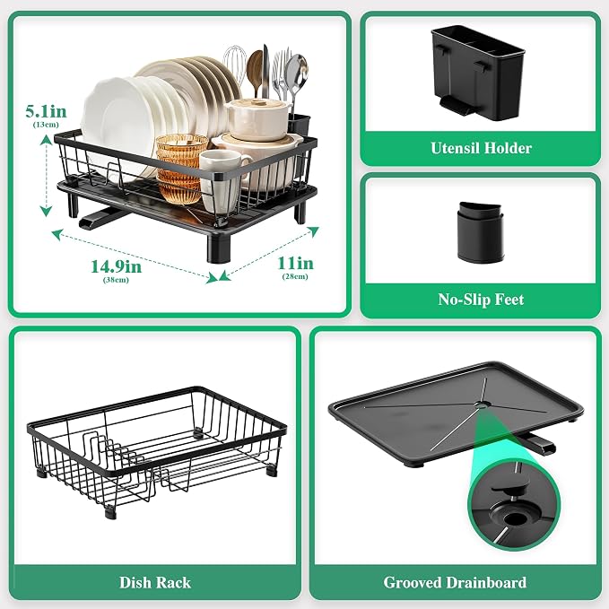 MOUKABAL Dish Drying Rack with Drainboard - Image 2
