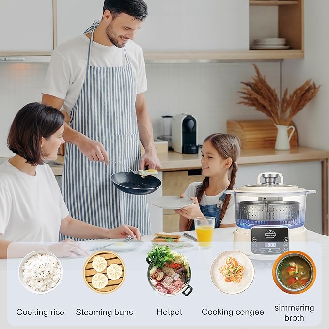 Low Carb Rice Cooker,3L Multifunction Low Sugar Rice Cooker Small,Reservable & Timable,4H Keep Warm,Cooking,Simmering,Stewing,Steaming All In One,Ideal for Small Familie,Apartment(3L,Beige)