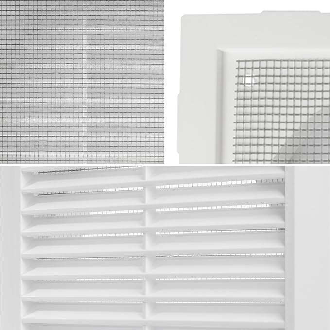 Repa Market 6 Inch (Opening) White Air Vent Cover - Plastic Fresh Air Intake Vent for Round Duct - Register Vent Cover with Mesh Screen - Wall or Ceiling HVAC Return Air Register - Modern Soffit Vents