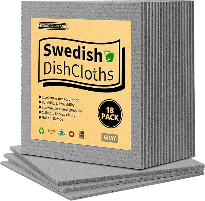 Swedish Dishcloths, 18 Pack Absorbent Dish Towels by HOMERHYME