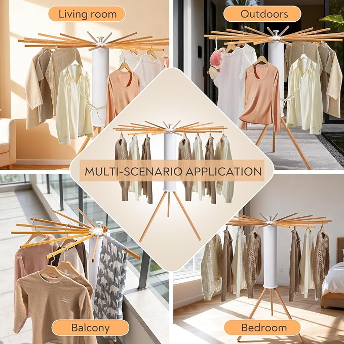 ZOFGENOW Clothes Drying Rack, Rotary Foldable Stand - Image 7