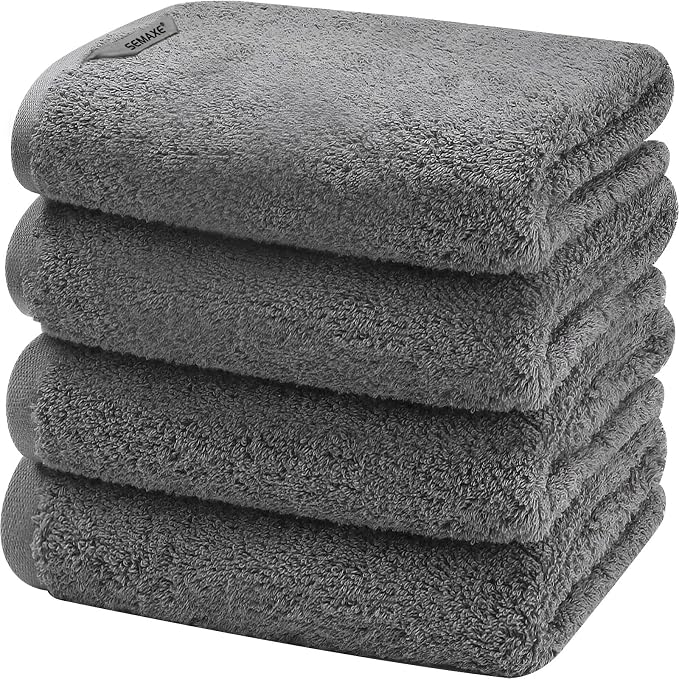 SEMAXE 4-Pack Gray Cotton Hand Towels by SEMAXE