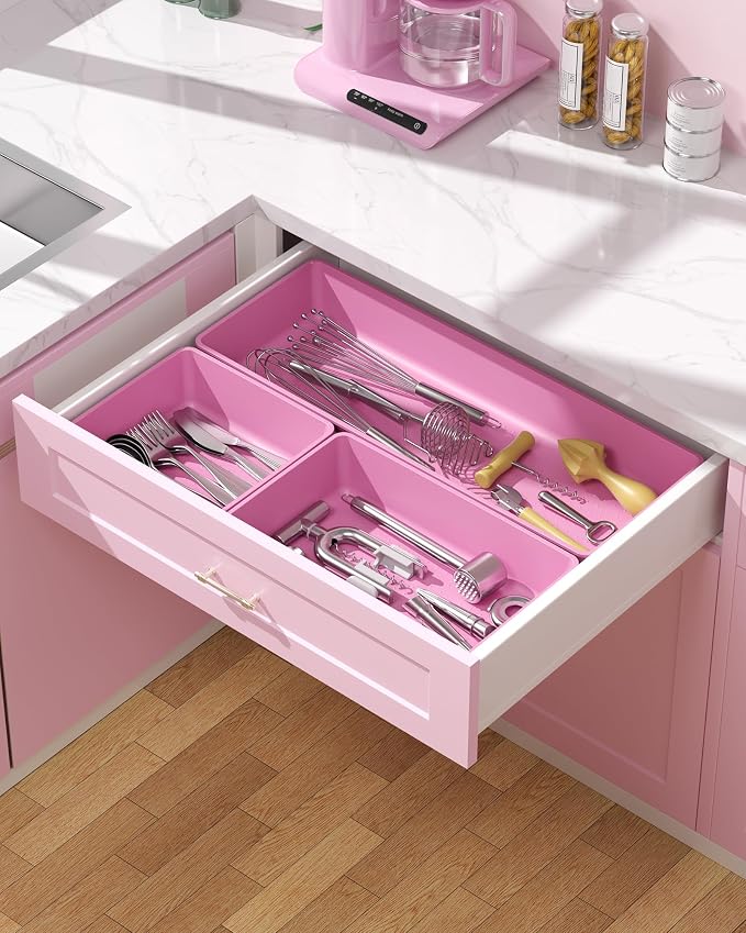 10 Pack Large Size Plastic Drawer Organizers Set, 3 Sizes Desk Drawer Organizer - Image 6