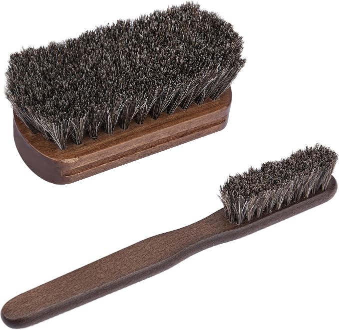 2 PCS Leather Brush Car Detailing, Horse Hair Brush, Car Cleaning Supplies by ecocstm