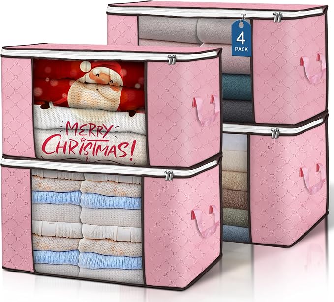 90L Large Storage Bags, 4 Pack Clothes Storage Bins Closet Organizers | by BuddingJoy-BuildaJoyfulLifeforYou
