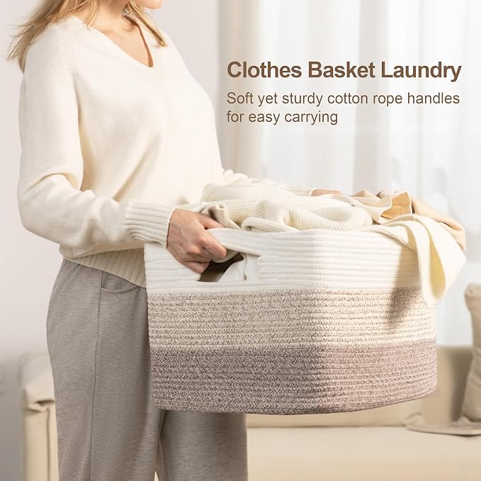 86L Large Woven Laundry Basket Hamper - Image 3