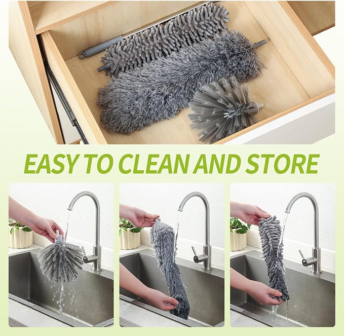 IVYROLL Cobweb Duster & 100'' Microfiber & Chenille Ceiling Cleaner Kit | - Image 6