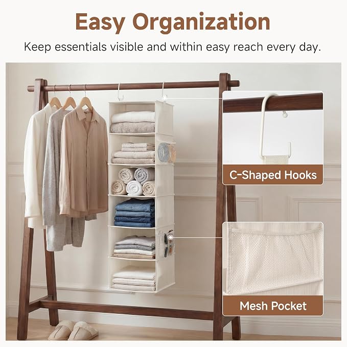 StorageWorks 6-Shelf Hanging Closet Organizer, Hanging Shelves - Image 4