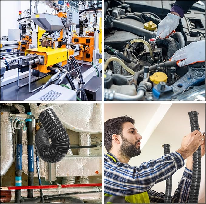 NOWBALL 3in Automotive Air Duct Hose, Length 2 Meter-6.6ft, 3" Silicone Flexible Cooling Ducting, 76mm High Heat Brake Exhaust Hose for Car, Garage, Dryer Air System Black