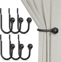 Hion Curtain Holdbacks Black 6pcs, Curtain Tiebacks Wall Mounted Hooks | by Hion