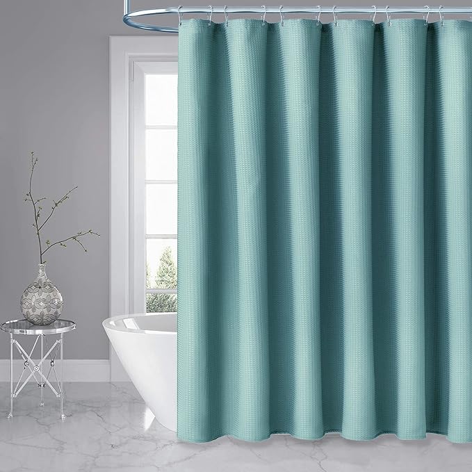 Dynamene Extra Long Waffle Shower Curtain 256 GSM 72"x96" Teal/Turquoise - Image 6