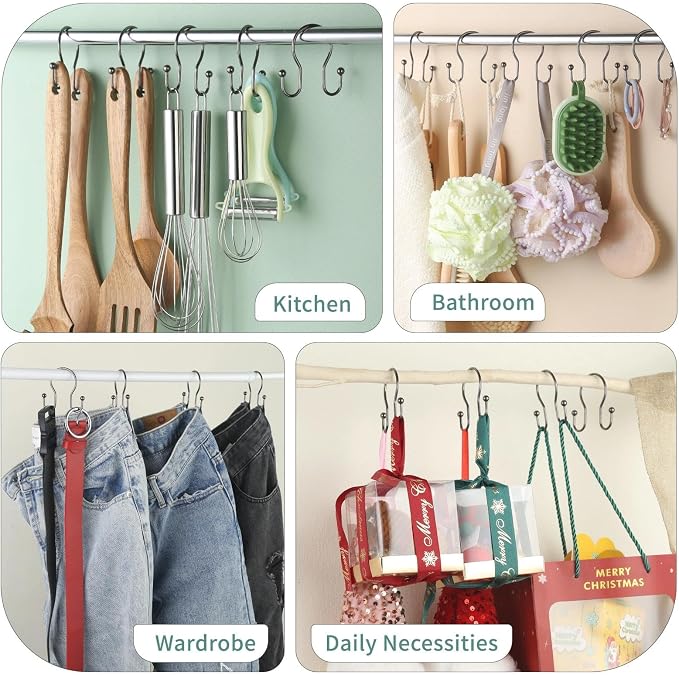 Shower Curtain Hooks, Stainless Steel Shower Curtain Hangers, Metal Shower - Image 8