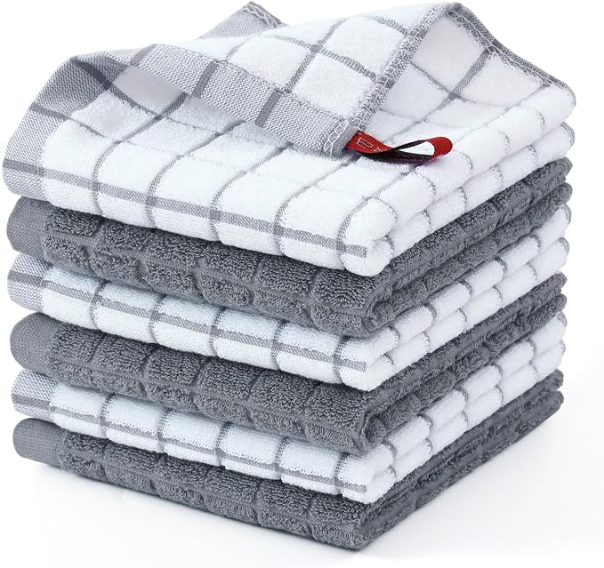 Homaxy Premium Cotton Kitchen Dish Cloths 12"x 12", 6 Pack by Homaxy