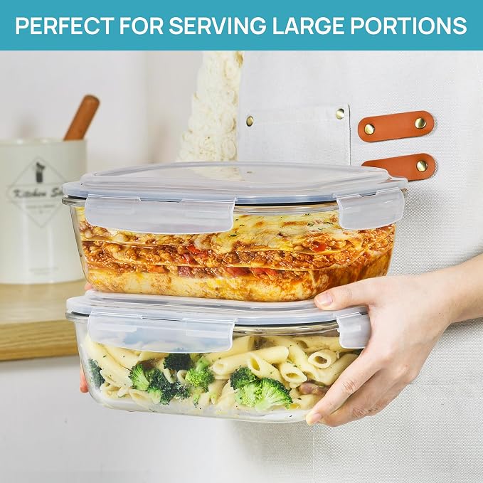 Vtopmart 2Pack 2260ml/76.4oz Extra Large Glass Storage Containers, Dishwasher - Image 3