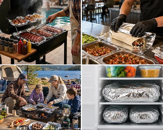 12inx200sqft Aluminum Foil Roll, 23 Micron Thick Food Safe Aluminum | Heavy - Image 6
