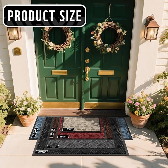 Yimobra Large Door Mat 36x24, All-Weather Waterproof Outdoor Mats for Front Door, Non Slip Rubber Doormat for Patio Proch Outside Entryway Indoor, Pale Khaki