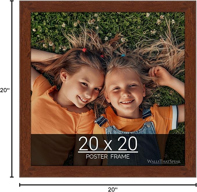 wallsthatspeak 20x20 Dark Walnut Rustic Pine Picture Frame for Puzzles Posters Photos or Artwork