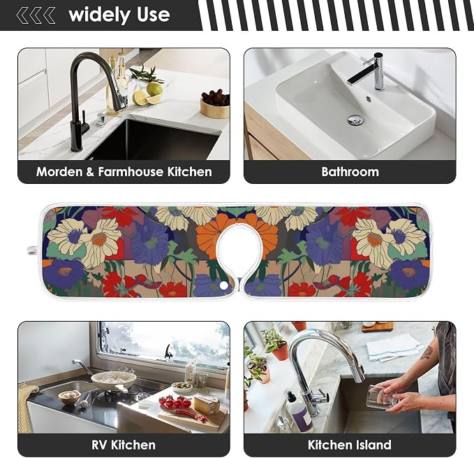Japanese Purple Red Poppy Poppy Butterfly Leaf Sink Mat - Image 7