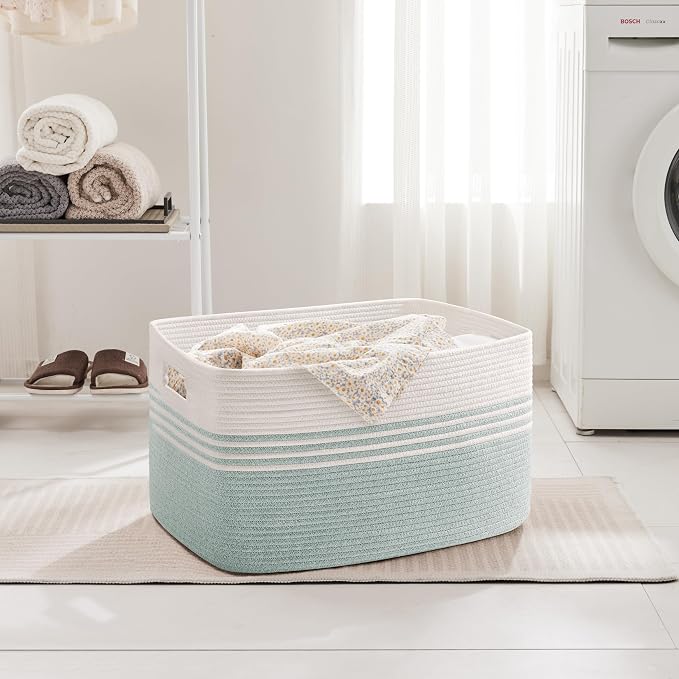 86L Large Woven Laundry Basket Hamper - Image 3