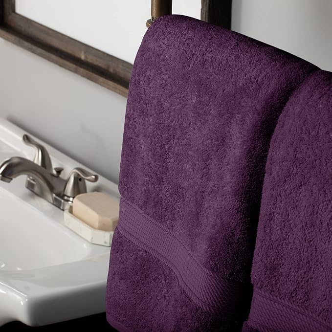 SUPERIOR Egyptian Cotton Ultra Plush & Absorbent, 10 Piece Set, Plum | Quick Dry - Image 3