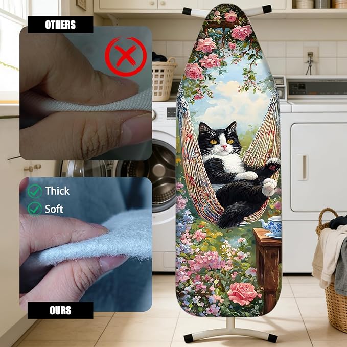 Nuxovilar Hammock Cat Cotton Ironing Board Cover 15x54 Fabric - Image 4