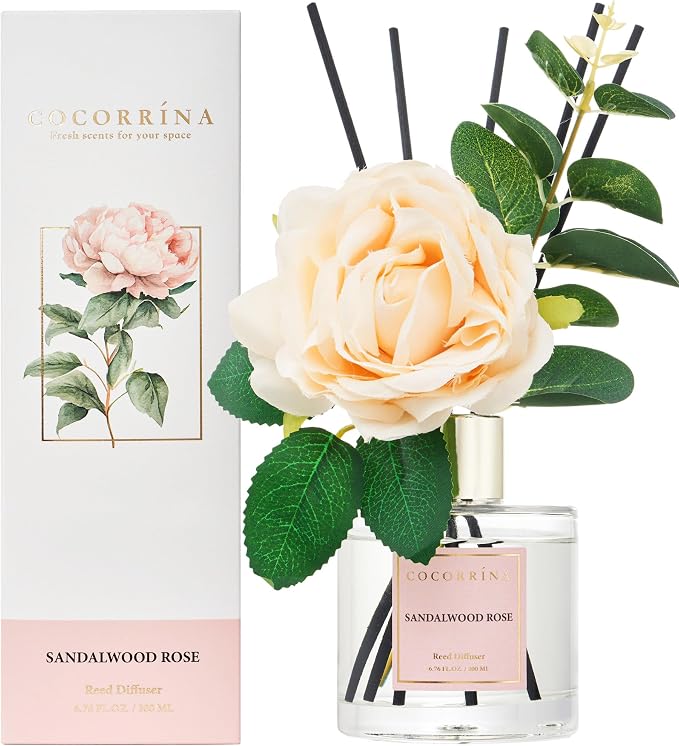 Cocorrina Reed Diffuser Set, Flower Reed Diffuser Sandalwood Rose 6.7 oz by COCORR%C3%8DNA
