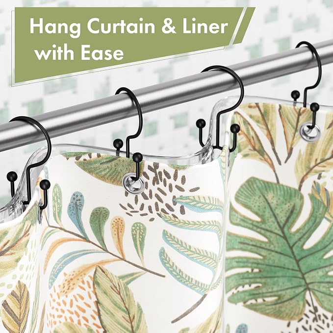 Amazer Black Shower Curtain Hooks, Rust-Resistant Metal Shower Hooks Shower - Image 4
