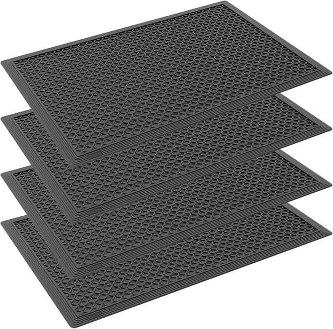 Rubber Scraper Floor Mat 36”x24” 4 Pack - Heavy Duty Outdoor Mats for Garage, Entryway, Door, Mudroom, Boot Tray - All-Weather & Easy Clean