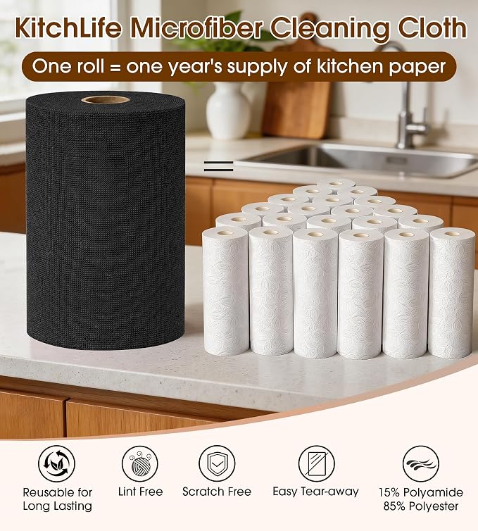 KitchLife Microfiber Cleaning Cloth Roll, 200 Pack - Image 3