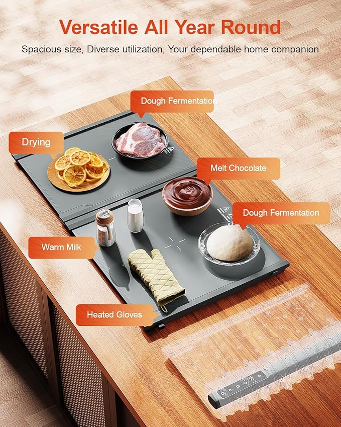 Food Warming Mat Extension Panels B+C for iTRUSOU Electric Warming Tray BWP01-A – Add-On Expandable Warming Mat for Food, Must Be Used with Main Control Panel A, For Buffet, Party Chafing Dishes