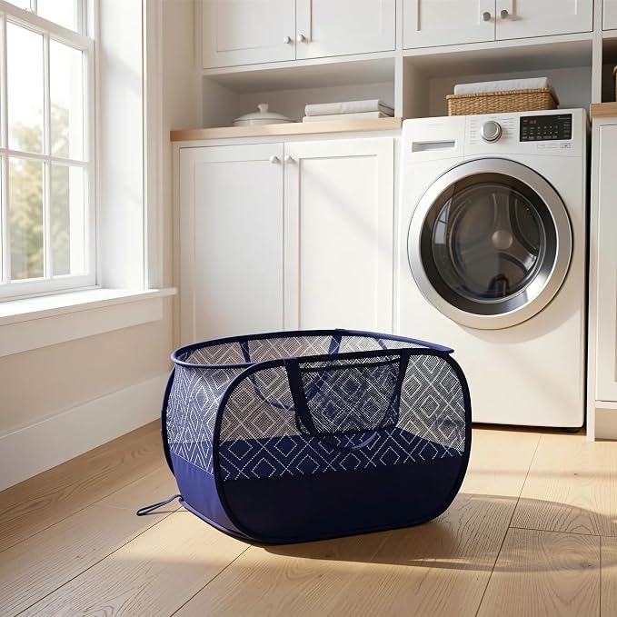 100L Extra Large Mesh Pop Up Laundry Hamper 2 Pack - Image 5