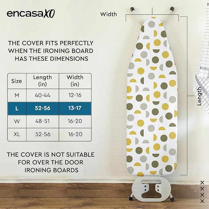 Encasa XO Ironing Board Cover and Pad, Thick Felt 54"x15" - Image 2