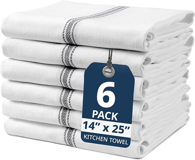 LANE LINEN 100% Cotton Kitchen Dish Towels Absorbent Lint-Free 6 Pack by LaneLinen