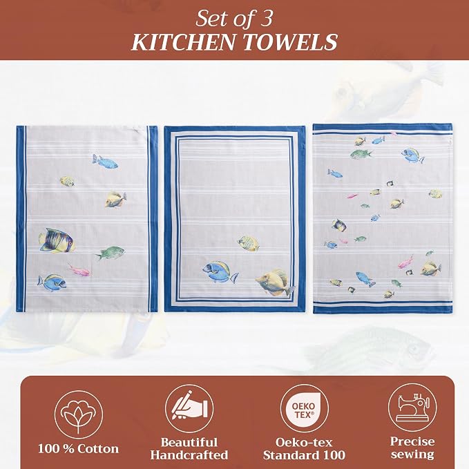 Maison d' Hermine Kitchen Towels Set of 3 Reusable 100% Cotton 27.50" x 20" - Image 2