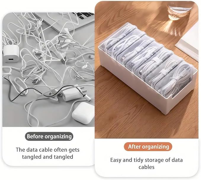 7 Case Cable Storage Box with Cable Straps and Label Stickers, Travel Cord - Image 7