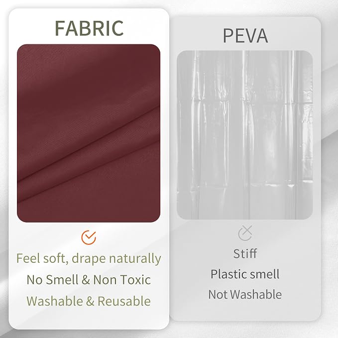 ALYVIA SPRING Waterproof Fabric Shower Curtain or Liner Burgundy Red - Image 4