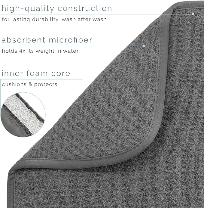 S&T INC. Dish Drying Mat, Charcoal Grey | Absorbent Microfiber, Kitchen Counter - Image 3