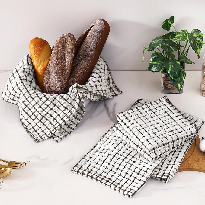 Homaxy Kitchen Towels and Dishcloths Set, Dark Brown - Image 2