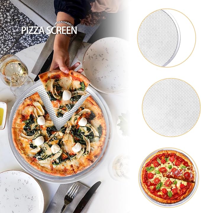 2 Pack 12-Inch Pizza Screen,Aluminum Pizza Baking Screen, Seamless