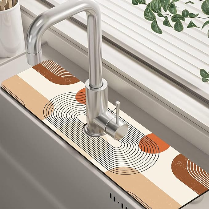 Abstract Minimalistic Geometric Sink Faucet Absorbing Mat Sink Splash Guard by Unknown