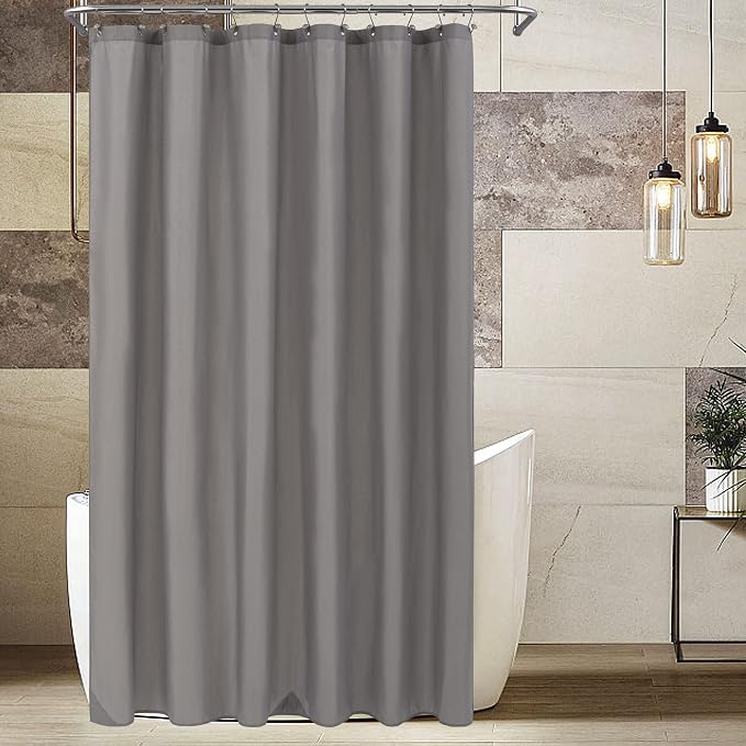 ALYVIA SPRING 72x96 Extra Long Waterproof Fabric Shower Curtain Liner Grey - Image 6