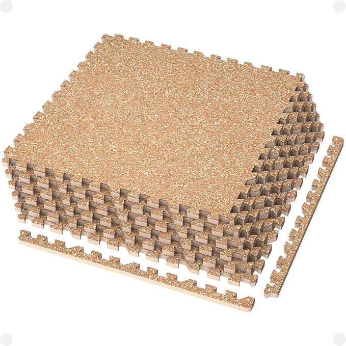 AIRHOP 0.56in Thick 24 Sq Ft Exercise Equipment Mats, 6 Tiles Upgraded Rubber Top with High Density EVA Foam, Large Interlocking Puzzle Gym Flooring for Home Gym, Heavy Weight Workout, 24 x 24in