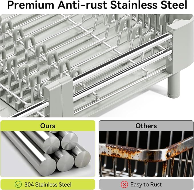 Urackify Extendable Stainless Dish Drying Rack - Image 8