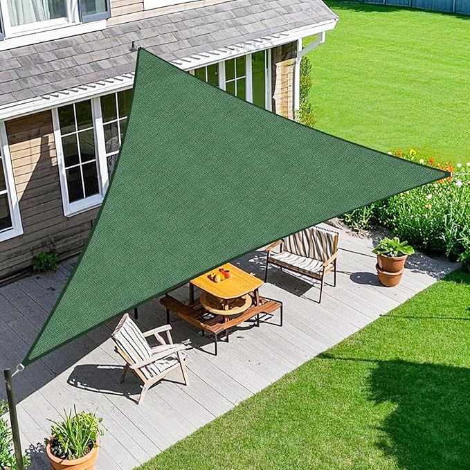 Amagenix Sun Shade Sail 8'X8'X10' Curved Edge Outdoor Shade Canopy Dark Green Breathable 95% UV Block Shade Cloth for Patio Garden Backyard (We Make Custom Size)