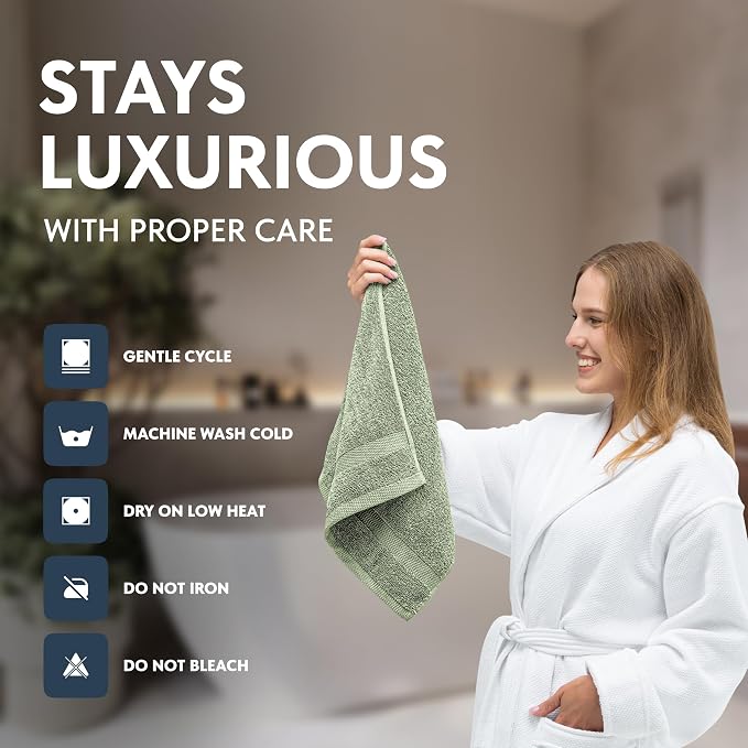 White Classic Luxury Mint Green Hand Towels - Image 5