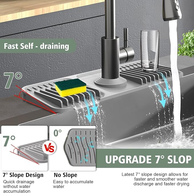 14.6-Inch Kitchen Sink Splash Guard Mat | 7° Slope - Image 4
