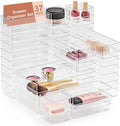 SMARTAKE 37 PCS Drawer Organizer 4 Size Desk Makeup Drawer Organizer Clear | by SMARTAKE