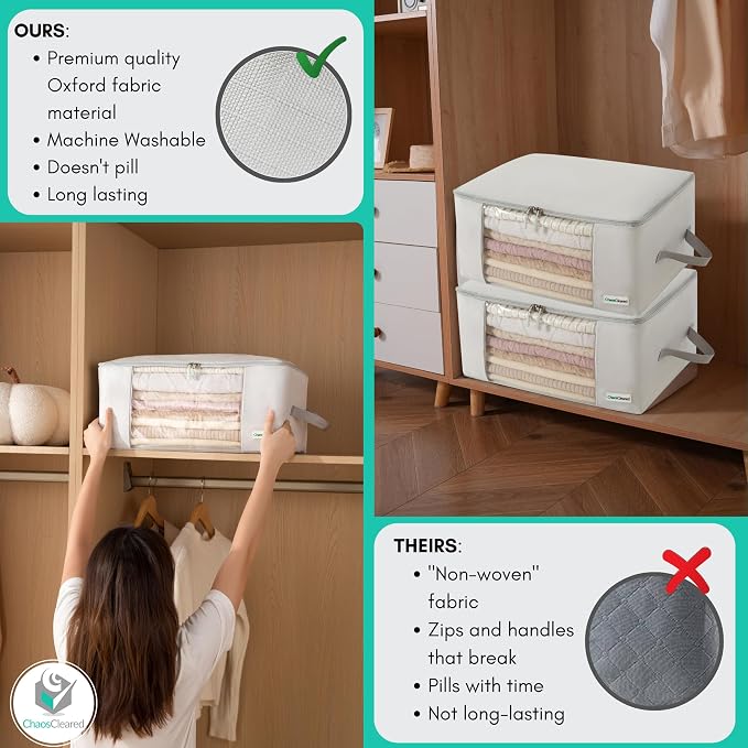 2 Pack Clothing Storage Bags Clothes Organizer folding fabric bags - Image 4